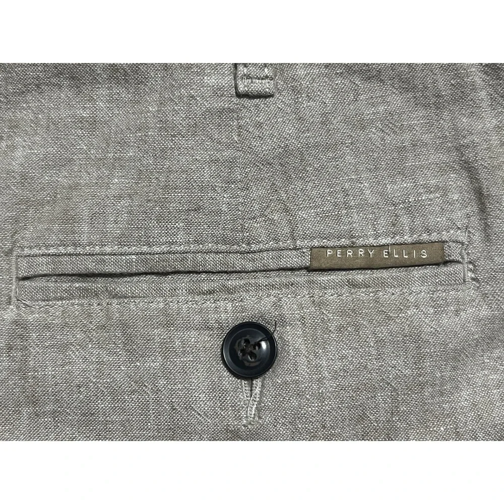 Perry Ellis Women's Linen Cotton Draw String Dress Pants Size 36/32